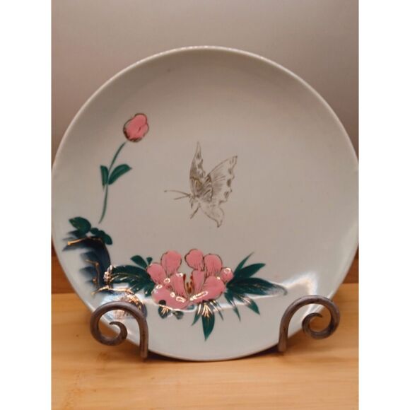 Vintage Japanese "Bamboo, Flower Blossoms" Fine China 10" Set of 3 Plates - Picture 3 of 16